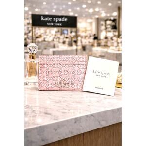 Kate Spade Pink Linked Hearts Leather Slim Card Case